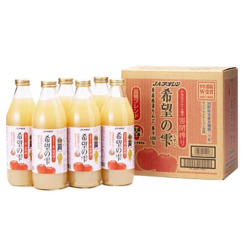 JAアオレン 希望の雫品種ブレンド (青森産りんごジュース) 1000ml×6本