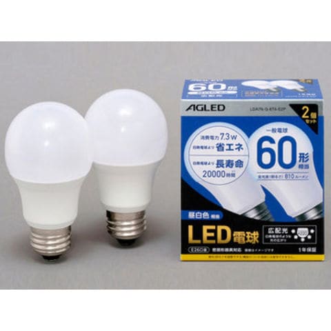 アイリスオーヤマ LED電球 E26 広配光 60形相当 昼白色 2個 LDA7N-G-6T6-E2P