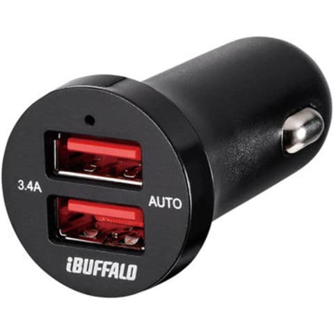 BUFFALO 3.4A シガーソケット用USB充電器 2ポート ブラック BSMPS3402P2BK