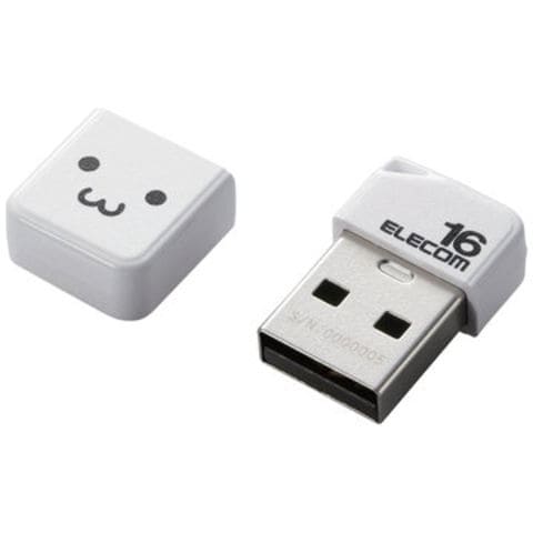 エレコム USBメモリ/USB2.0/小型/キャップ付/16GB/ホワイト MF-SU2B16GWHF