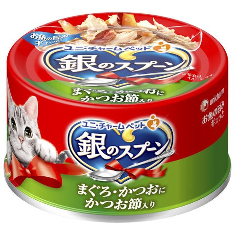 銀のスプーン　缶　まぐろ・かつおにかつお節入り　７０ｇ　猫　キャットフード　ウェットフード 関東当日便