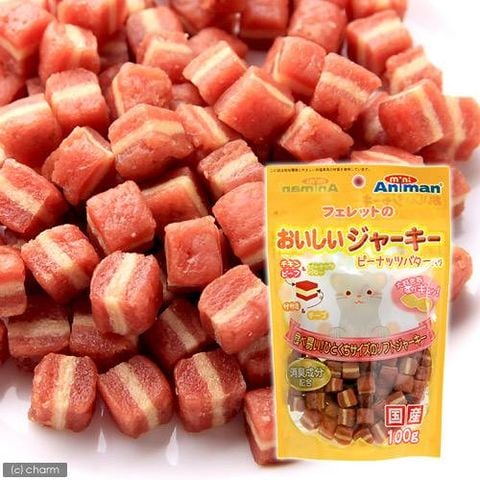 dショッピング |ミニアニマン フェレットのおいしいジャーキー ピーナッツバター入り １００ｇ ドギーマン 関東当日便 カテゴリ：サプリメント・おやつ・穀物の販売できる商品  チャーム (02368644)|ドコモの通販サイト