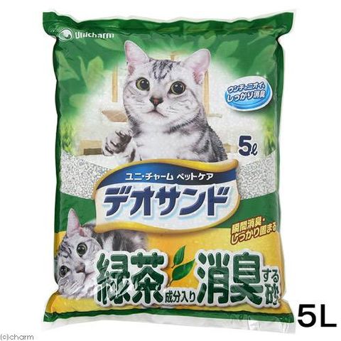 猫砂　お一人様４点限り　緑茶成分入り消臭する砂　５Ｌ　猫砂　ベントナイト 関東当日便