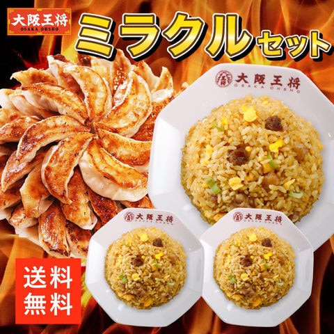 【単品合計5,060円のところ⇒3,580円】大阪王将 ミラクルセット ＜北海道・沖縄は別途追加送料＞送料無料 冷凍食品 通販 お取り寄せ 中華 仕送り レンチン 備蓄 簡単 惣菜 ギフト チャーハン ごはん 米 お米 冷凍餃子 業務用 ぎょうざ ギョウザ ギョーザ