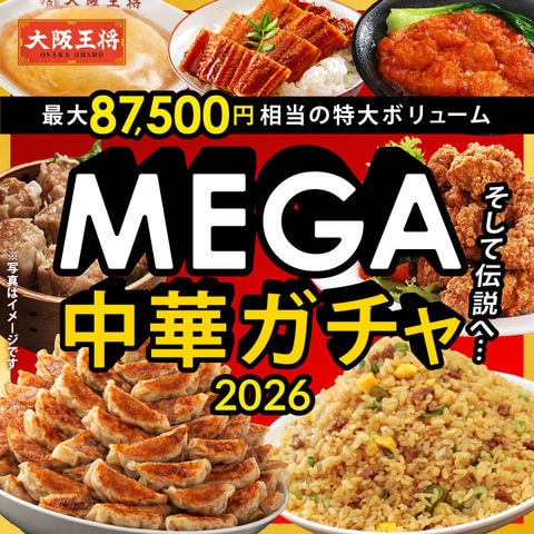 【最大87,500円相当のうなぎや海老チリなど豪華惣菜や特盛中華が当たる！？】大阪王将 MEGA中華ガチャ2026＜北海道・沖縄は別途追加送料＞ 餃子 チャーハン お取り寄せ 冷凍食品 冷凍餃子 ギフト 中華 惣菜 福袋