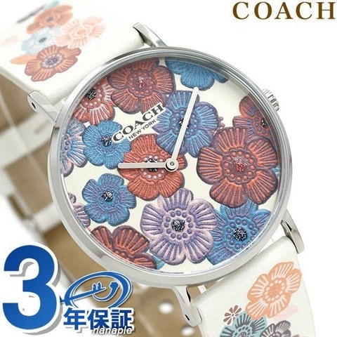 dショッピング  コーチ 時計 レディース 革ベルト 花柄 ホワイト