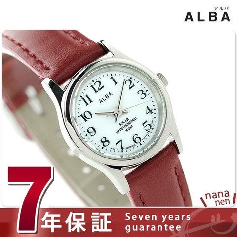 セイコー アルバ ソーラー レディース 腕時計 AEGD561 SEIKO ALBA ホワイト×ワインレッド 赤 時計