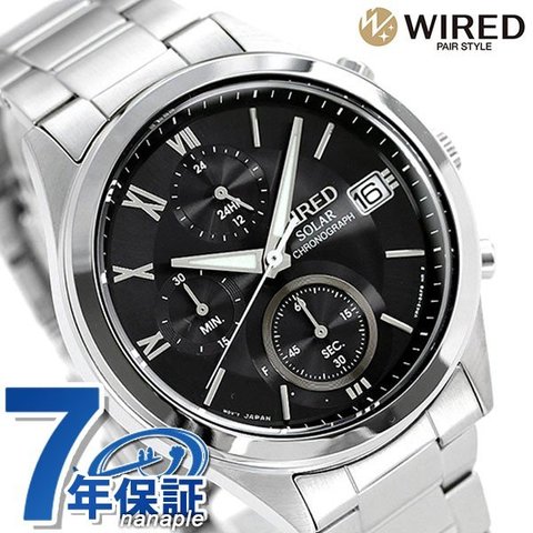 セイコー ワイアード SEIKO WIRED クロノグラフ ソーラー メンズ 腕時計 AGAD098 ブラック 時計