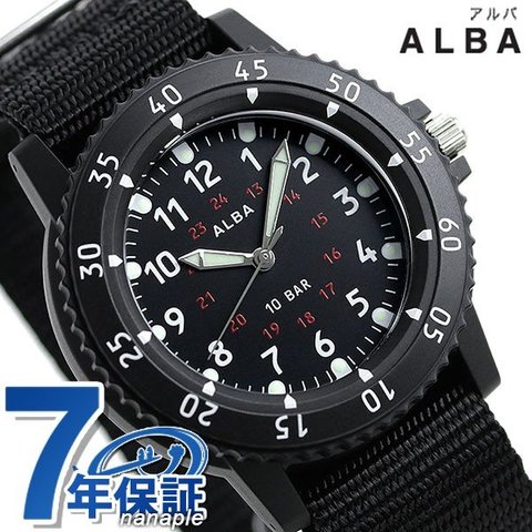 セイコー アルバ メンズ 腕時計 オールブラック ナイロンベルト クオーツ AQPK416 SEIKO ALBA