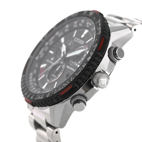シチズン CITIZEN 腕時計 メンズ CB5001-57E プロマスター スカイシリーズ エコ・ドライブ電波時計 ダイレクトフライト PROMASTER SKY エコ・ドライブ電波（E660） ブラックxシルバー アナログ表示