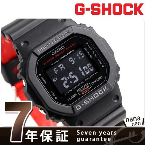 G-SHOCK ブラック＆レッド アラーム メンズ 腕時計 DW-5600HR-1DR Gショック