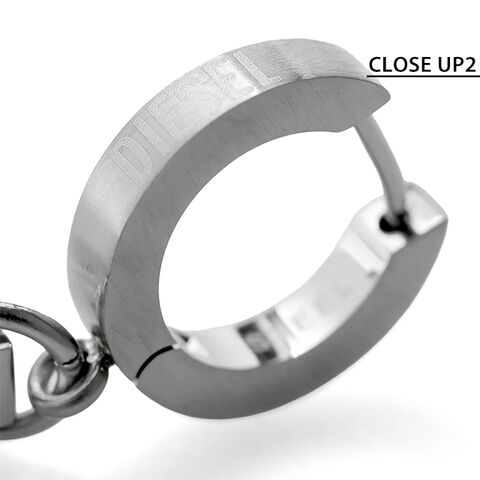 DIESEL ディーゼル ピアス 片耳用 フープピアス シルバー DIESEL ディーゼル ピアス アクセサリー クロス フープピアス 片耳用