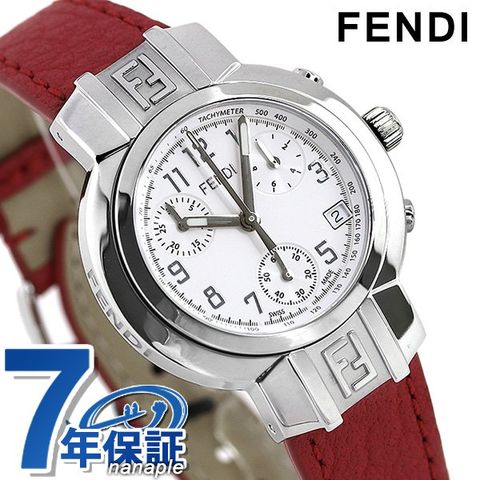 フェンディ 時計 ズッカ クロノグラフ 32mm クロノグラフ スイス製 レディース 腕時計 F112100102 FENDI ホワイト×レッド