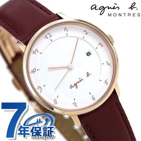 アニエスベー 時計 レディース FBSK945 agnes b. マルチェロ ホワイト×レッド 赤 革ベルト 腕時計