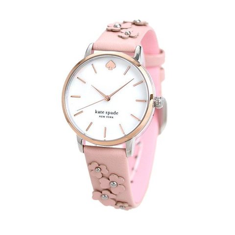 dショッピング |ケイトスペード 時計 花柄 レディース 腕時計 革ベルト ピンク KATE SPADE メトロ 34mm KSW1513 |  カテゴリ：の販売できる商品 | 腕時計のななぷれ (028KSW1513)|ドコモの通販サイト