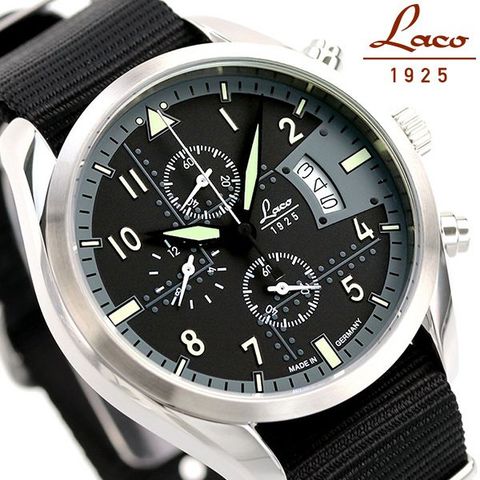 dショッピング |Laco ラコ 時計 クロノグラフ デトロイト 42mm ドイツ製 クオーツ メンズ 腕時計 861917BK パイロットウォッチ  | カテゴリ：の販売できる商品 | 腕時計のななぷれ (028LACO-861917b)|ドコモの通販サイト