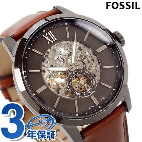 dショッピング |フォッシル 腕時計 時計 タウンズマン 48mm オープンハート 自動巻き メンズ ME3181 FOSSIL グレー×ブラウン |  カテゴリ：の販売できる商品 | 腕時計のななぷれ (028ME3181)|ドコモの通販サイト