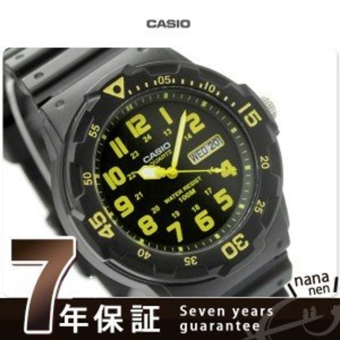 カシオ チプカシ 腕時計 デイデイト クラシック 海外モデル オールブラック×イエロー CASIO MRW-200H-9BVDF