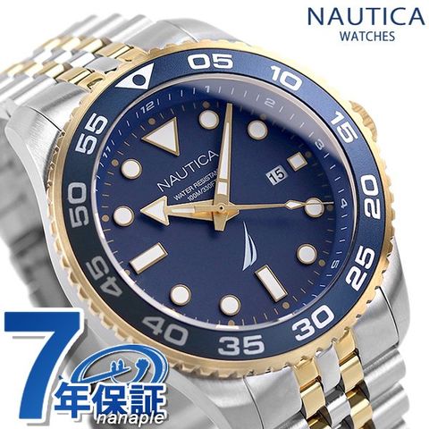 NAUTICA ノーティカ 時計 パシフィックビーチ 44mm 100防水 メンズ 腕時計 NAPPBF140 ネイビー×ゴールド