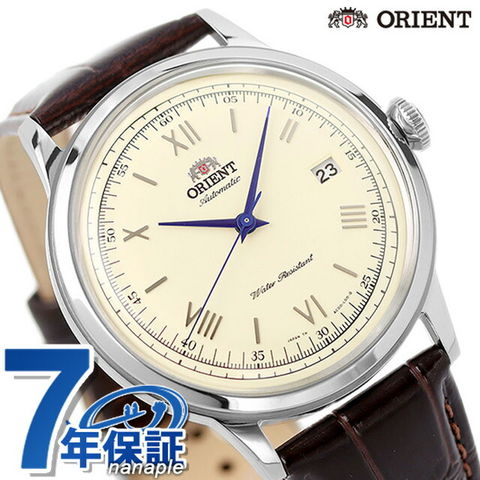 オリエント バンビーノ 自動巻き 機械式 腕時計 メンズ 革ベルト ORIENT SAC00009N0 アナログ クリームイエロー ブラウン 日本製
