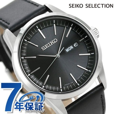 セイコー SEIKO メンズ 腕時計 カレンダー 日本製 ソーラー SBPX123 セイコーセレクション ブラック 革ベルト