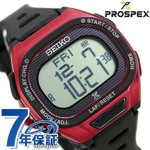セイコー ランニングウォッチ メンズ 腕時計 ソーラー デジタル SBEF047 SEIKO プロスペックス レッド×ブラック