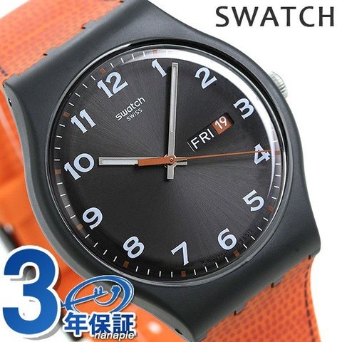 Swatch オレンジ ブラック ダイヤル 時計 dショッピング |スウォッチ SWATCH 腕時計 メンズ ブラック×オレンジ