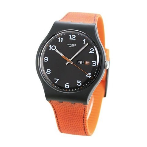 dショッピング |スウォッチ SWATCH 腕時計 メンズ ブラック×オレンジ