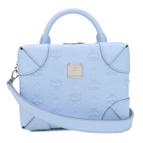 MCM 2WAY ハンドバッグ ショルダーバッグ ライトブルー dショッピング 