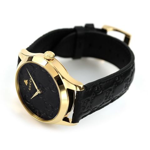 新規購入 Gucci WATCHブラックレザー腕時計 レディースG-TIMELESS 新品