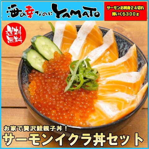 Dショッピング サーモンいくら丼セット 大盛り3杯分 鱒いくら300g サーモンスライス24切れ カテゴリ 水産加工品の販売できる商品 海の幸なのにyamato 034set ドコモの通販サイト