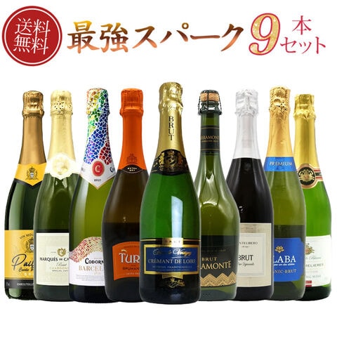 最強スパークリングワインセット 泡三昧！辛口スパークリングワイン9本セット 送料無料 家飲み