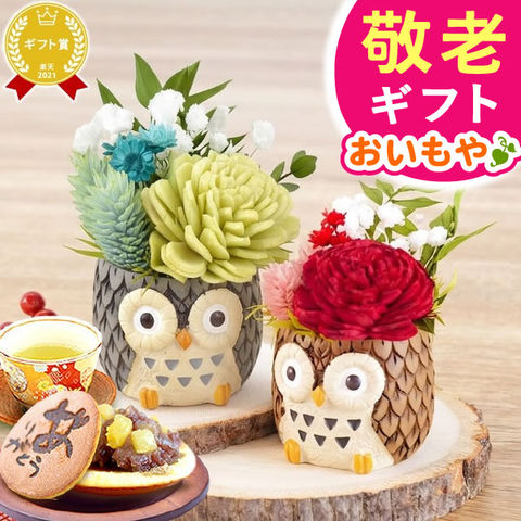 ＼最短発送でお届け！／ 敬老の日 ギフト プレゼント プレゼント お菓子 スイーツ プリザーブドフラワー 一寸ふくろうペア【茶】＆【グレー】 issunC 送料無料   ◆敬老の日◆ ※日時指定OK！ ※日時指定のない場合は順次発送