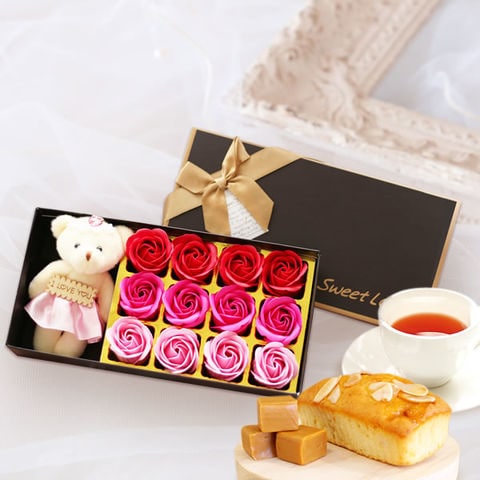 プレゼント ギフト シャボン ローズ＆テディベア  shabonZ 送料無料 ※ご指定日にお届け！