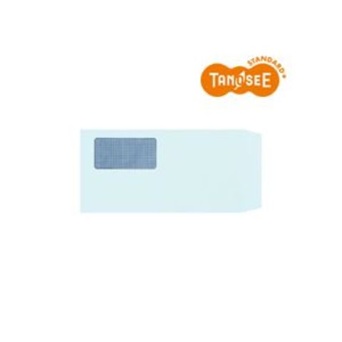 TANOSEE 窓付封筒 ワンタッチテープ付 長3 80g/m2 ブルー 業務用パック