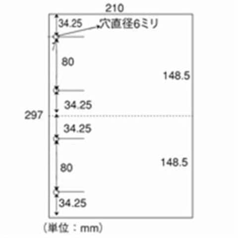 日本紙通商 カット紙 A4-2-4 2分割4穴 A4 500枚×5冊 AV デジモノ プリンター OA プリンタ用紙  【同梱不可】【代引不可】[▲][TP]