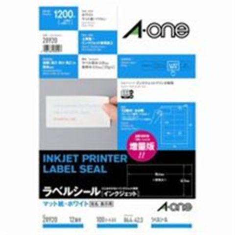 エーワン インクジェット用ラベル/宛名シール A4/12面 100枚 余白付き 28920 AV デジモノ プリンター OA プリンタ用紙  【同梱不可】【代引不可】[▲][TP]