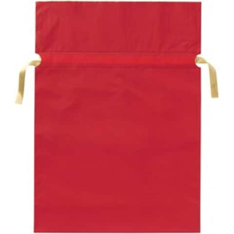 【新品】（まとめ）カクケイ 梨地リボン付き巾着袋 赤 L 20枚FK2402【×2セット】
