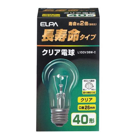 業務用セット ELPA 長寿命クリア電球 40W形 E26 L100V38W-C ×35セット