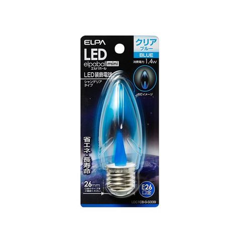 業務用セット ELPA LED装飾電球 シャンデリア球形 E26 クリアブルー