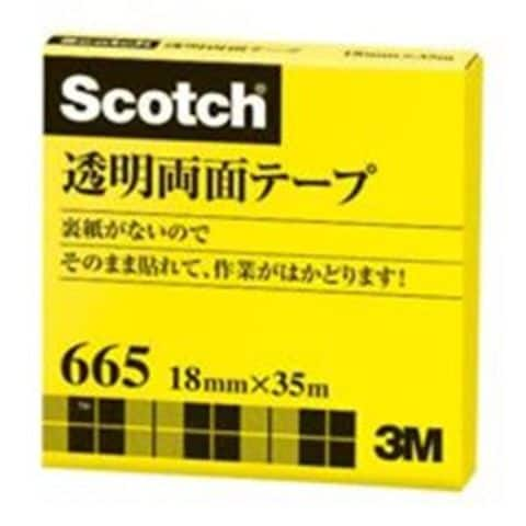 業務用20セット スリーエム 3M 透明両面テープ 665-3-18 18mm×35m 生活