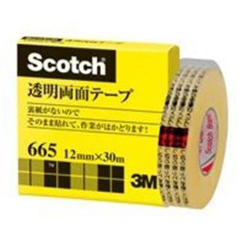 業務用30セット) スリーエム 3M 透明両面テープ 665-1-12 12mm×30m (代