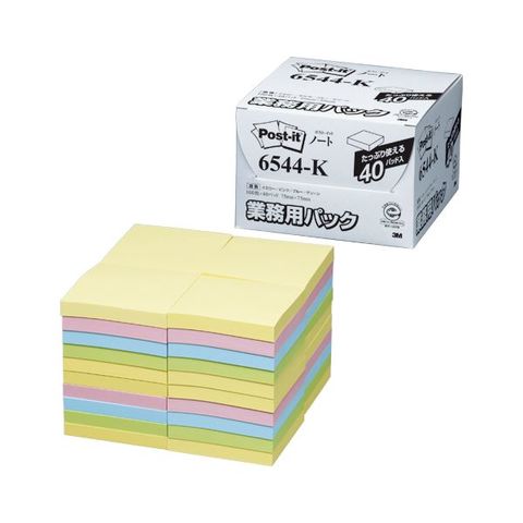 スリーエムジャパン ポストイット ノート 業務用パック 4色混色 6544-K-