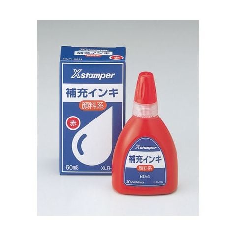 シヤチハタ Xスタンパー 補充インキ顔料系全般用 60ml 赤 XLR-60N 1セット（12個） 生活用品 インテリア 雑貨 文具 オフィス用品  印鑑 スタンプ 朱肉 【同梱不可】【代引不可】[▲][TP]