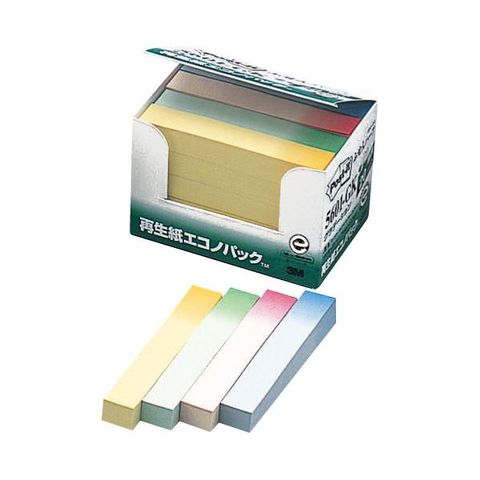 まとめ買い 3M ポスト・イット エコノパックふせんハーフ 再生紙 75×12.5mm グラデーション4色 5601-GK 1パック（20冊）  ×5セット 生活用品 イン 【同梱不可】【代引不可】[▲][TP]