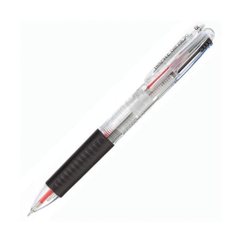 まとめ買い TANOSEEノック式ゲルインク3色ボールペン （軸色 クリア