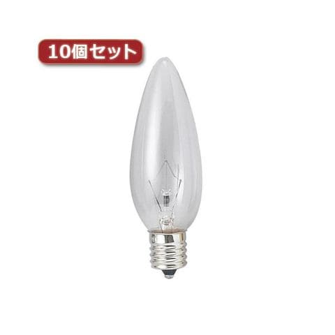 まとめ買いYAZAWA シャンデリア球 C32 E12 25W クリア10個セット