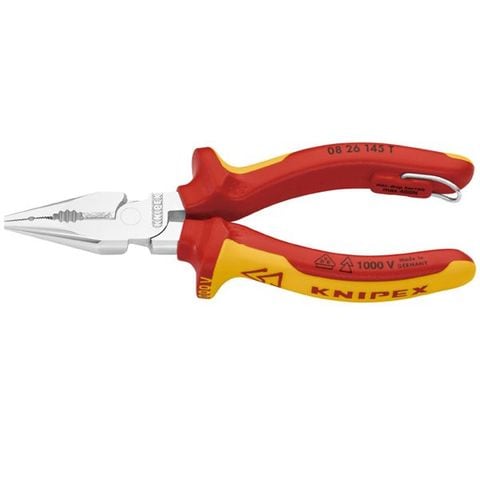 KNIPEX（クニペックス） 0826-145TBK 絶縁ニードルノーズペンチ 落防（BK） スポーツ レジャー DIY 工具 ペンチ  【同梱不可】【代引不可】[▲][TP]