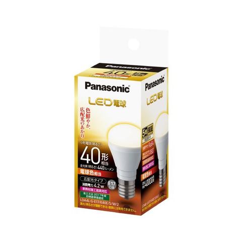 まとめ買いPanasonic LED電球40W E17 電球色 LDA4LGE17K40ESW2 ×2