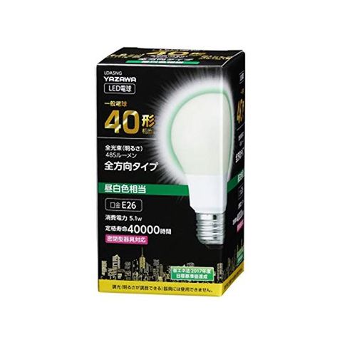 10個セット】 YAZAWA G70ボール形LED 40W相当 E26 N色 LDG4NG70X10-